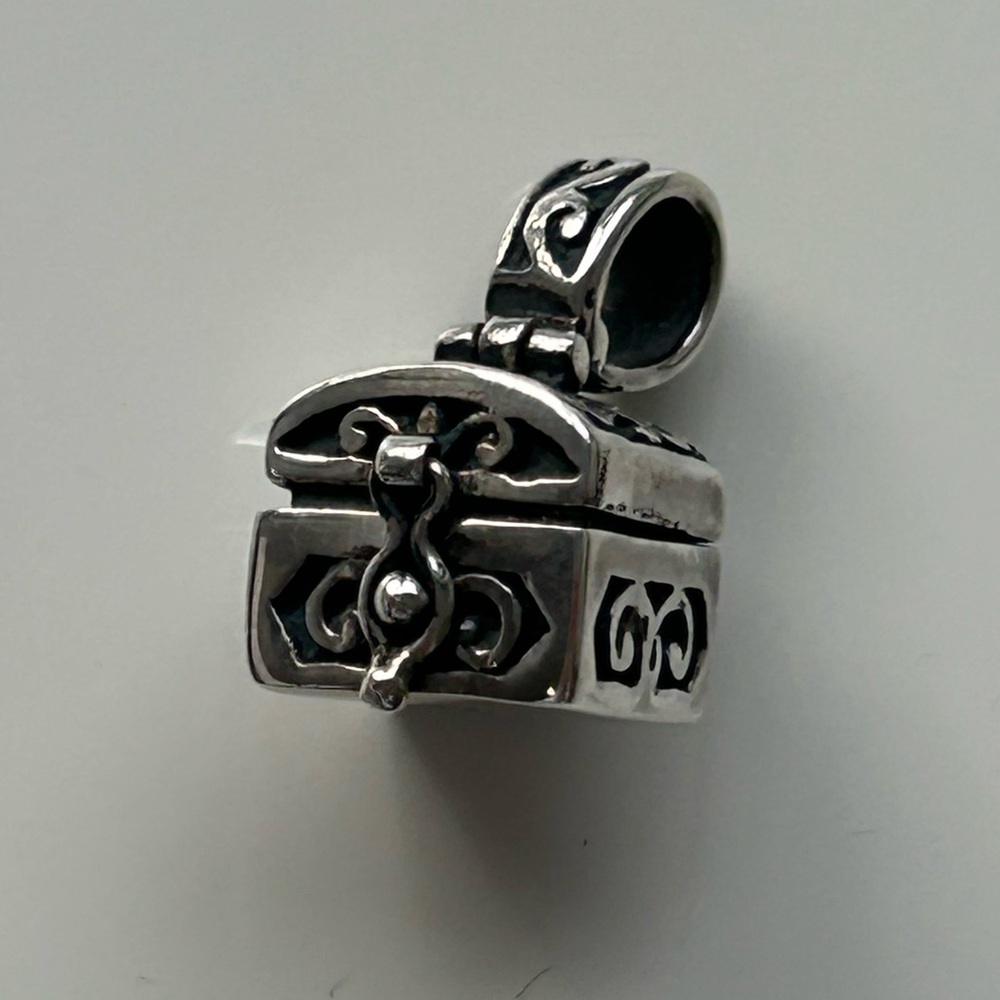 Silver Prayer Box Charm/Pendant with Intricate Design